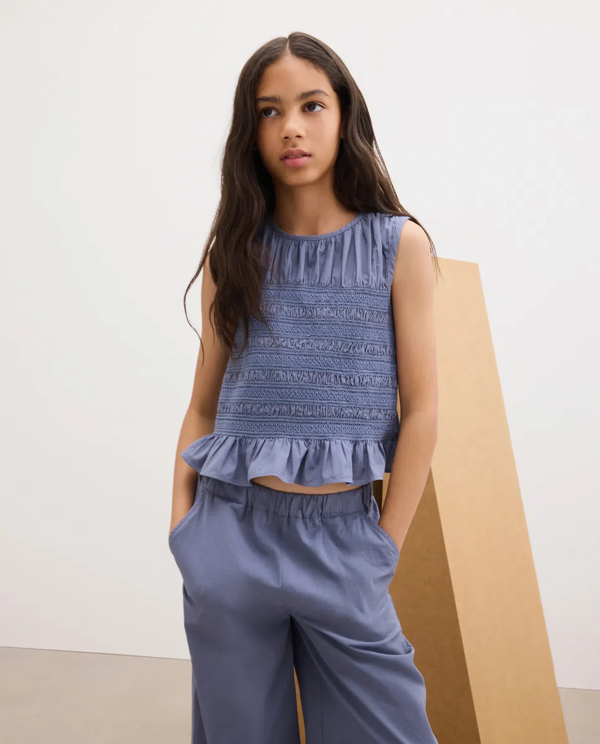 Детский комплект для девочек с воланами Smock Peplum Kids El Corte Inglés, 400 Azul — фото 2