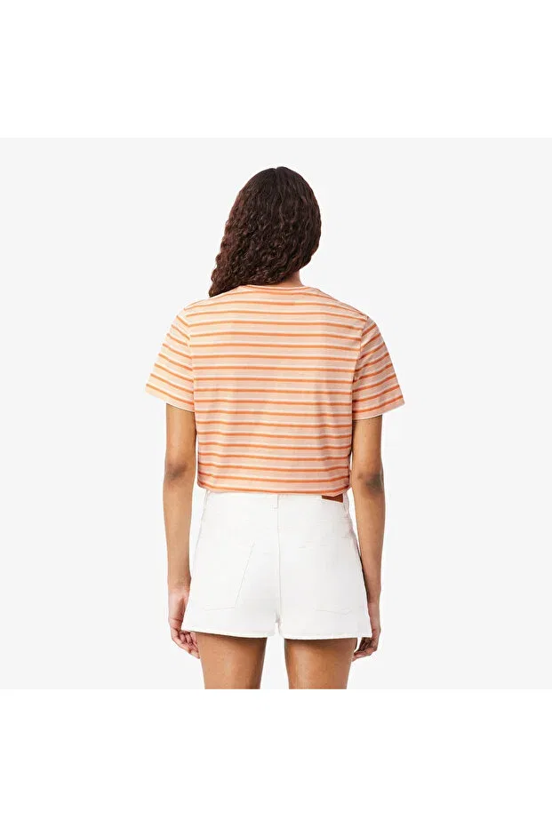 Футболка Lacoste 4aw-Orange, полосатая, оранжевая — фото 3