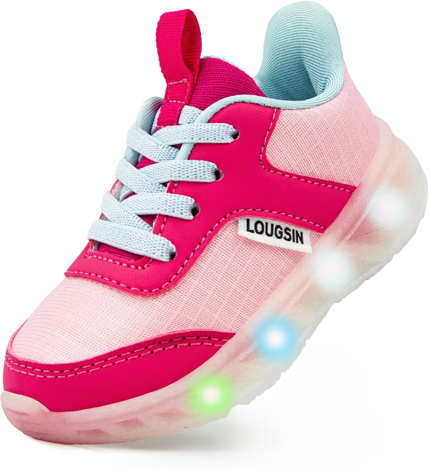 Детские кроссовки для мальчиков и девочек со светящейся подошвой LOUGSIN, Pink/Red Girls Light Up Shoes