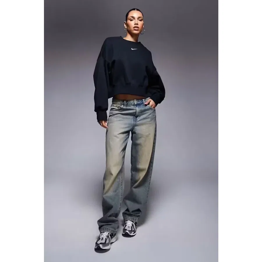 Женский свитшот оверсайз с длинным рукавом Nike Nsw Phoenix Fleece Crew, Черный — фото 4