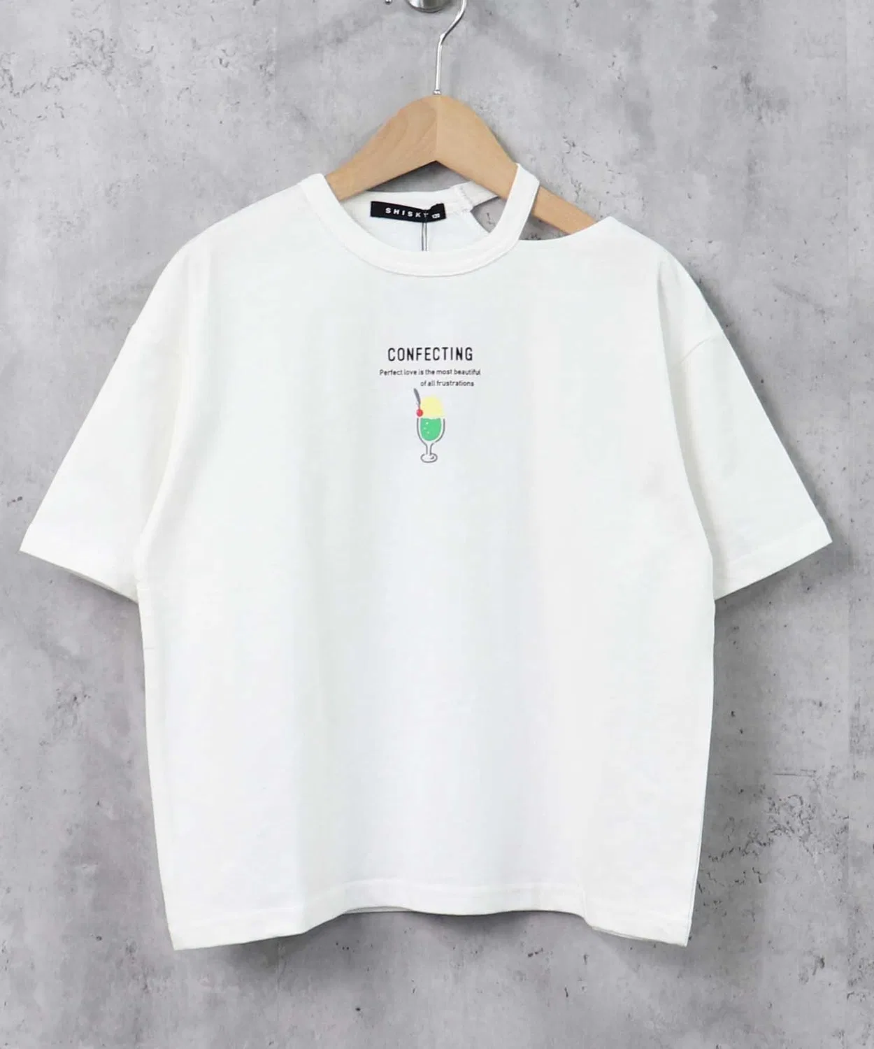 Детская футболка с принтом с открытыми плечами THE CASUAL, White