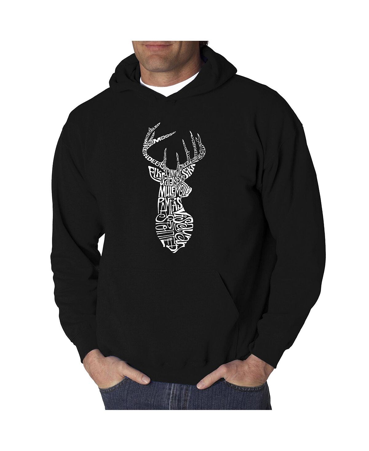 

Мужская толстовка с капюшоном word art - types of deer LA Pop Art, черный