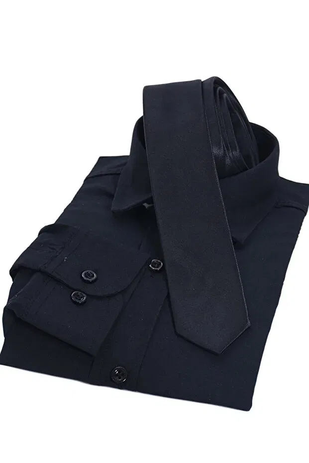 Детская рубашка для мальчиков с длинным рукавом Ceocuk, Black