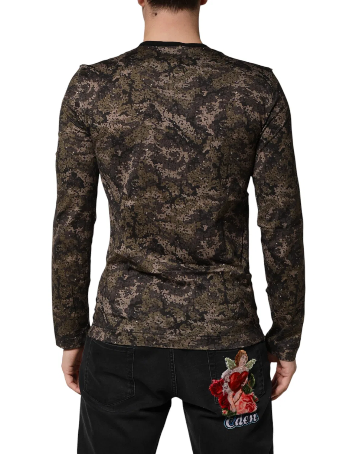 Мужской лонгслив с принтом камуфляж Multicolor Camouflage Dolce & Gabbana, Multicolor — фото 3