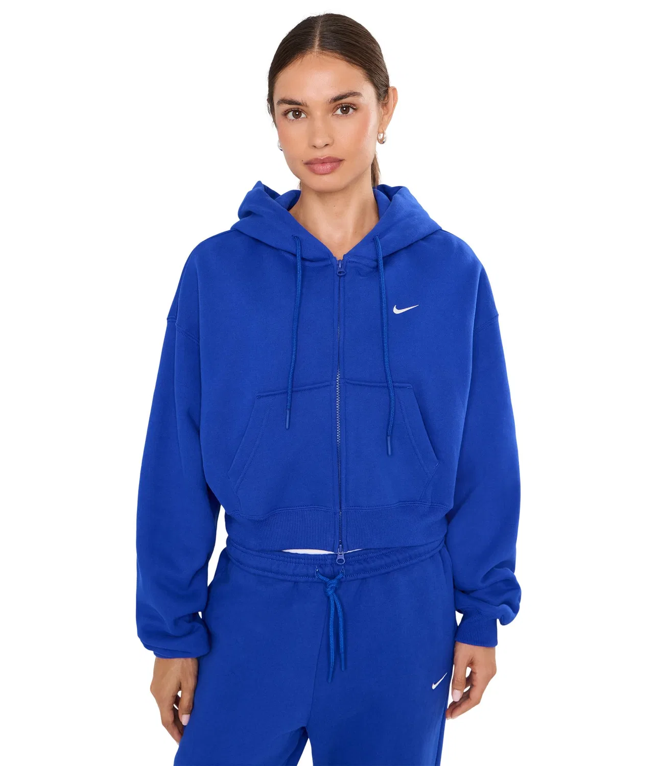 Укороченная толстовка Studio Fleece средней плотности на молнии. Nike, Old Royal/Sail