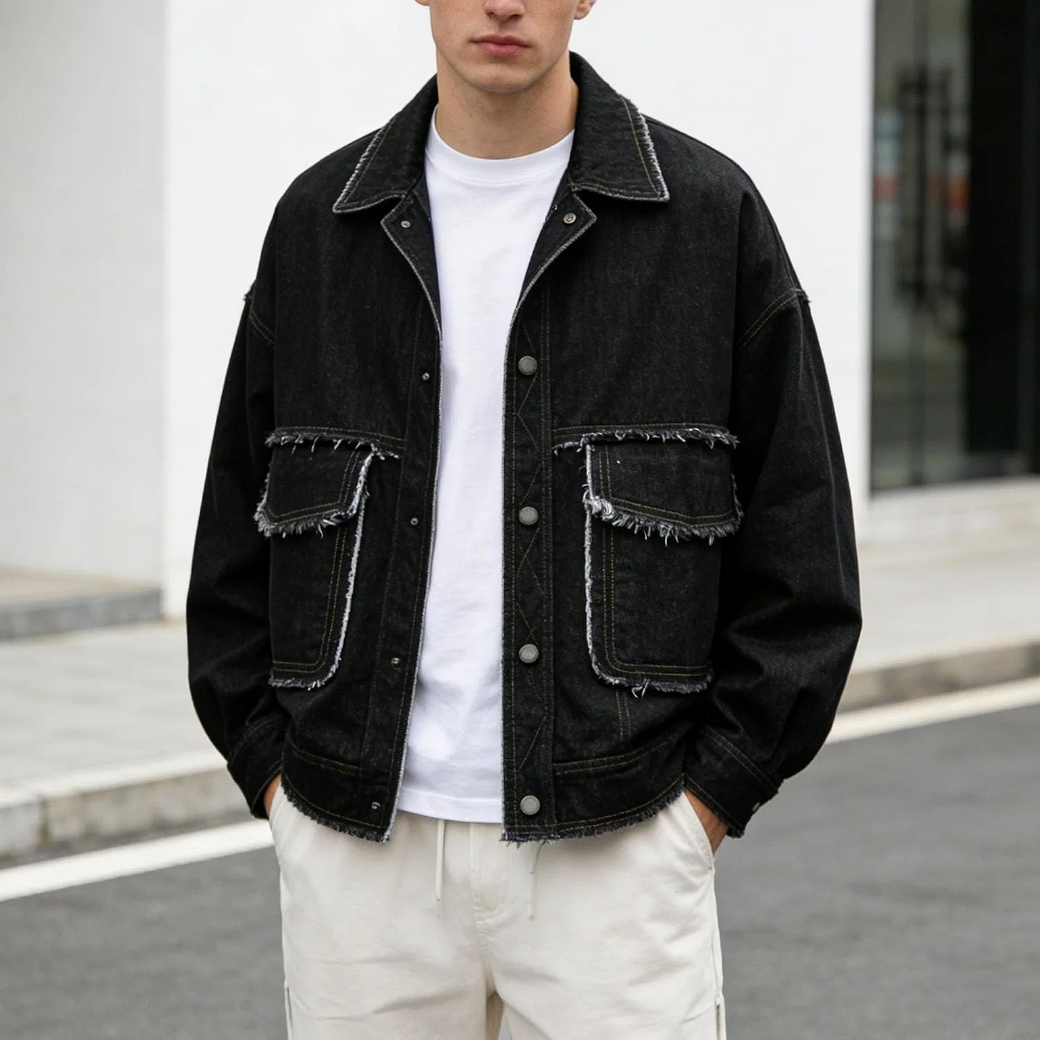 Мужская джинсовая куртка oversize, Vintage Trucker, чёрный — фото 2