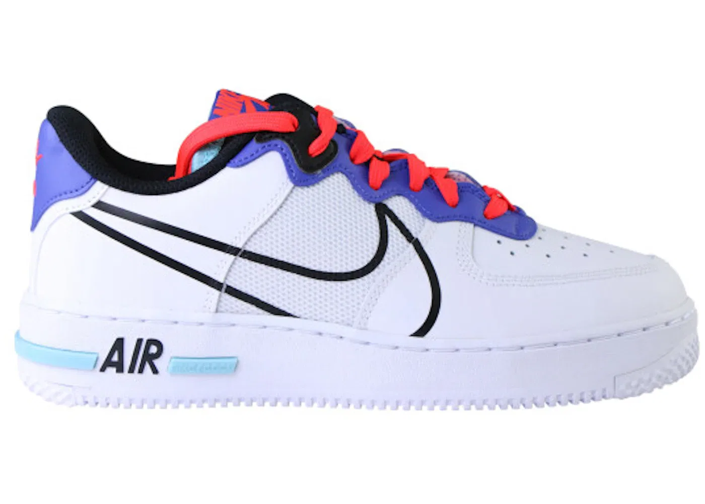 Детские кроссовки Lifestyle Nike Air Force 1 React, White/Astronomy Blue/Laser Crimson/Black