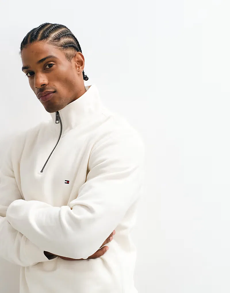 Толстовка Tommy Hilfiger с логотипом в виде флага, на молнии до середины груди, кремовый — фото 4