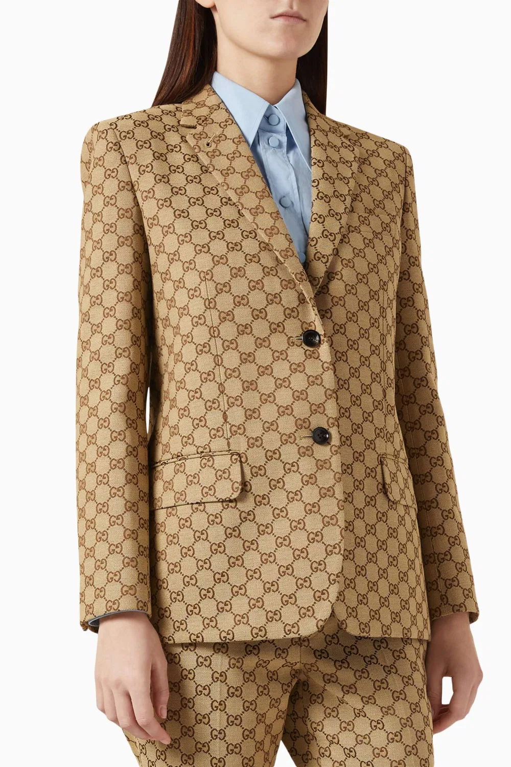 Жакет из хлопковой смеси GG Monogram Gucci, бежевый