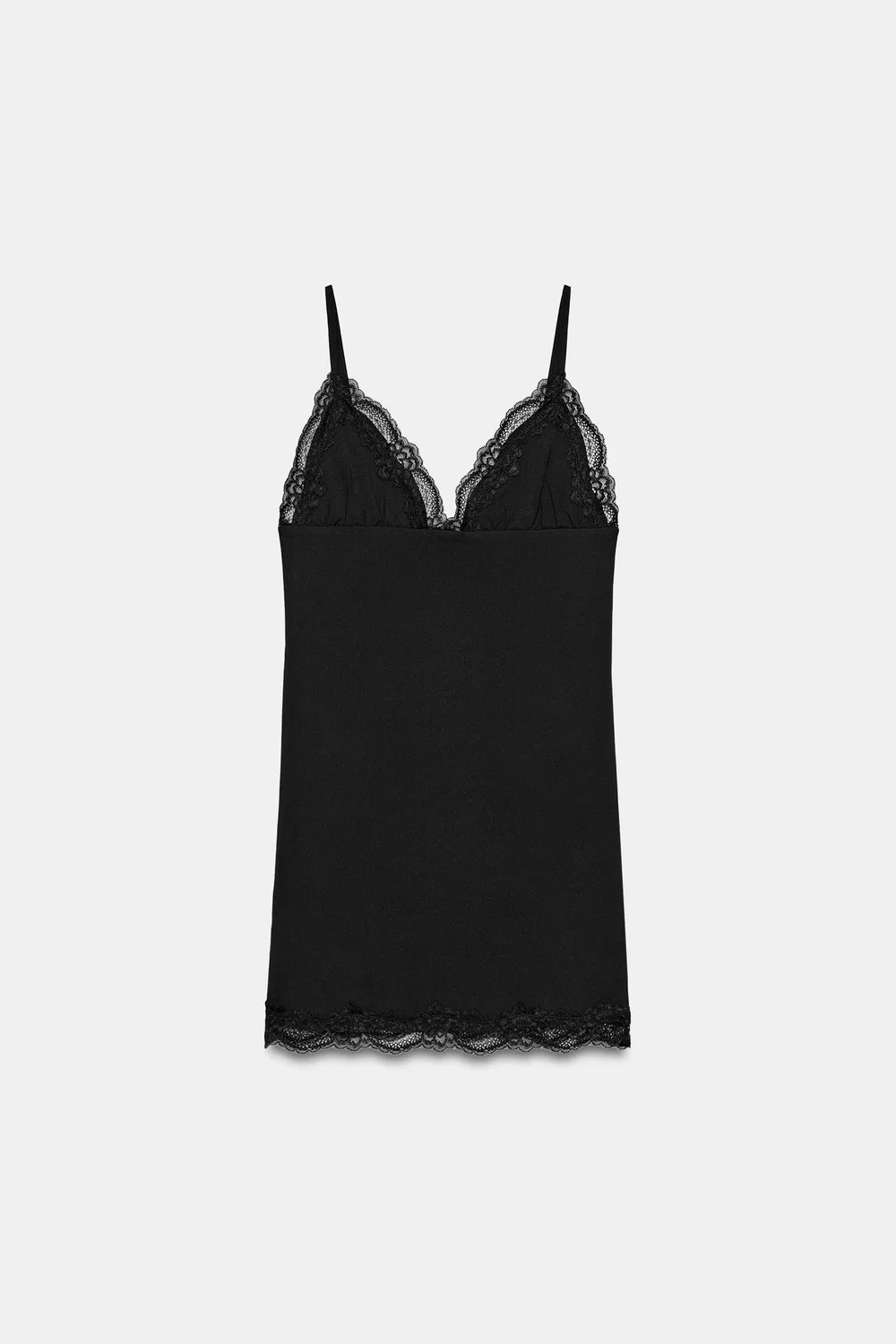 Мини-платье с кружевом и бретелями ZARA, Black — фото 4