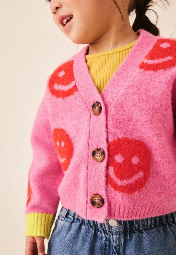 Кардиган из полиэстера Regular Fit V-neck Cardigan Next, Pink, розовый — фото 3