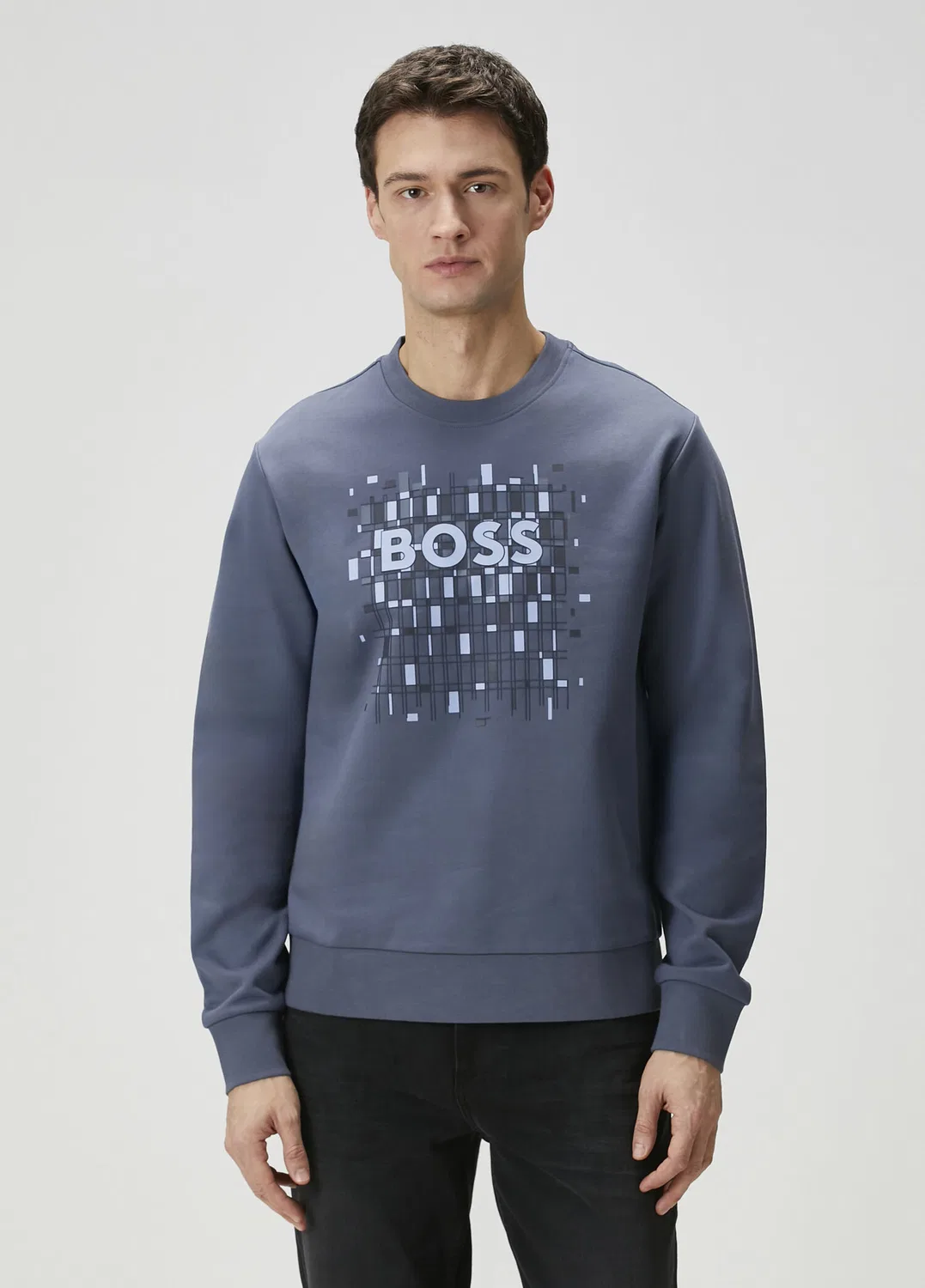 Свитшот с логотипом Boss, голубой
