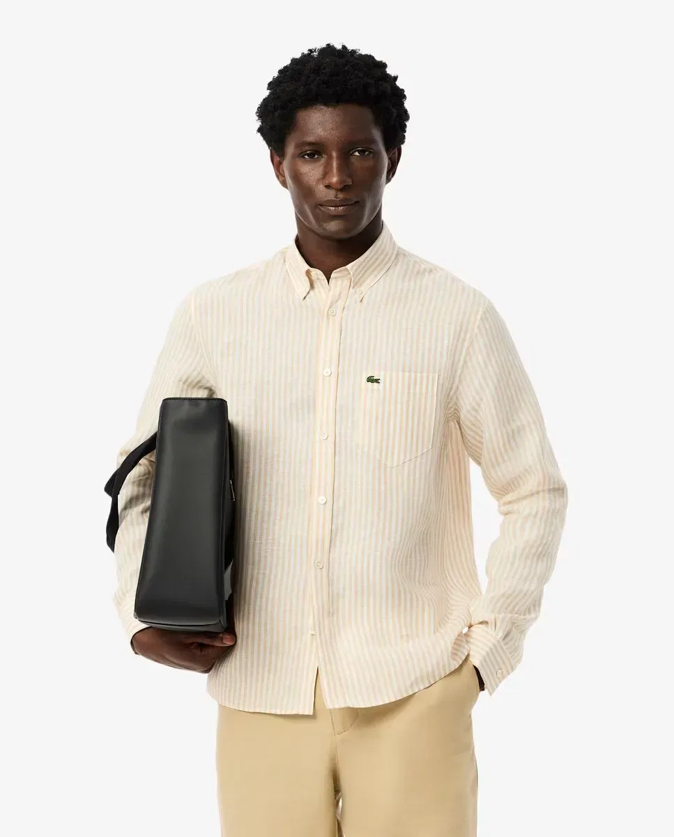 Мужская рубашка из льна с длинным рукавом Lacoste, Amarillo