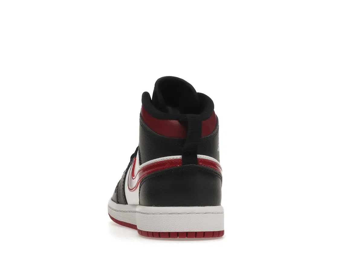 Детские кроссовки с высоким берцем Jordan 1 Mid Bred Toe Jordan, Black/Noble Red-White — фото 4