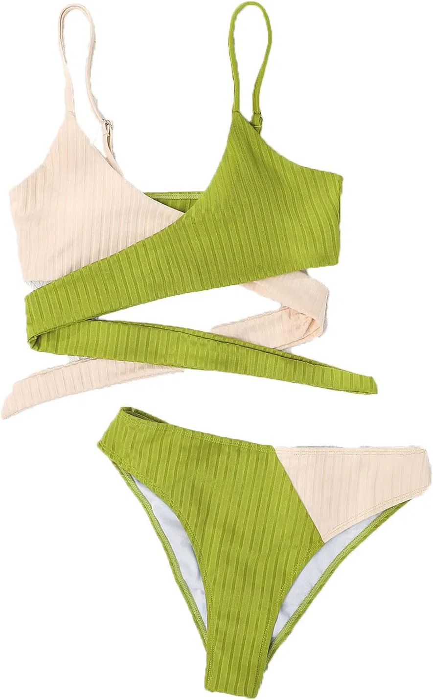 Женский цельнокроеный купальник с юбкой Wrap Cut Out, Green