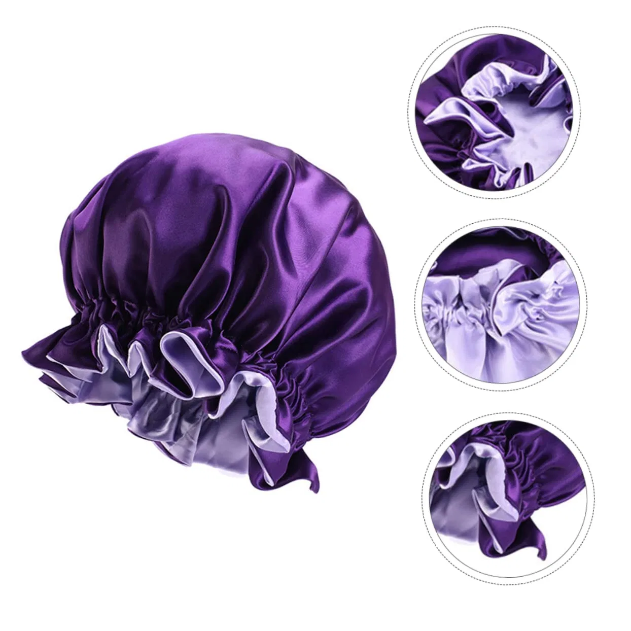 Набор шапочек для душа кружевных, DOITOOL, 3 шт, сатин, 36x36 см, Lilac — фото 4