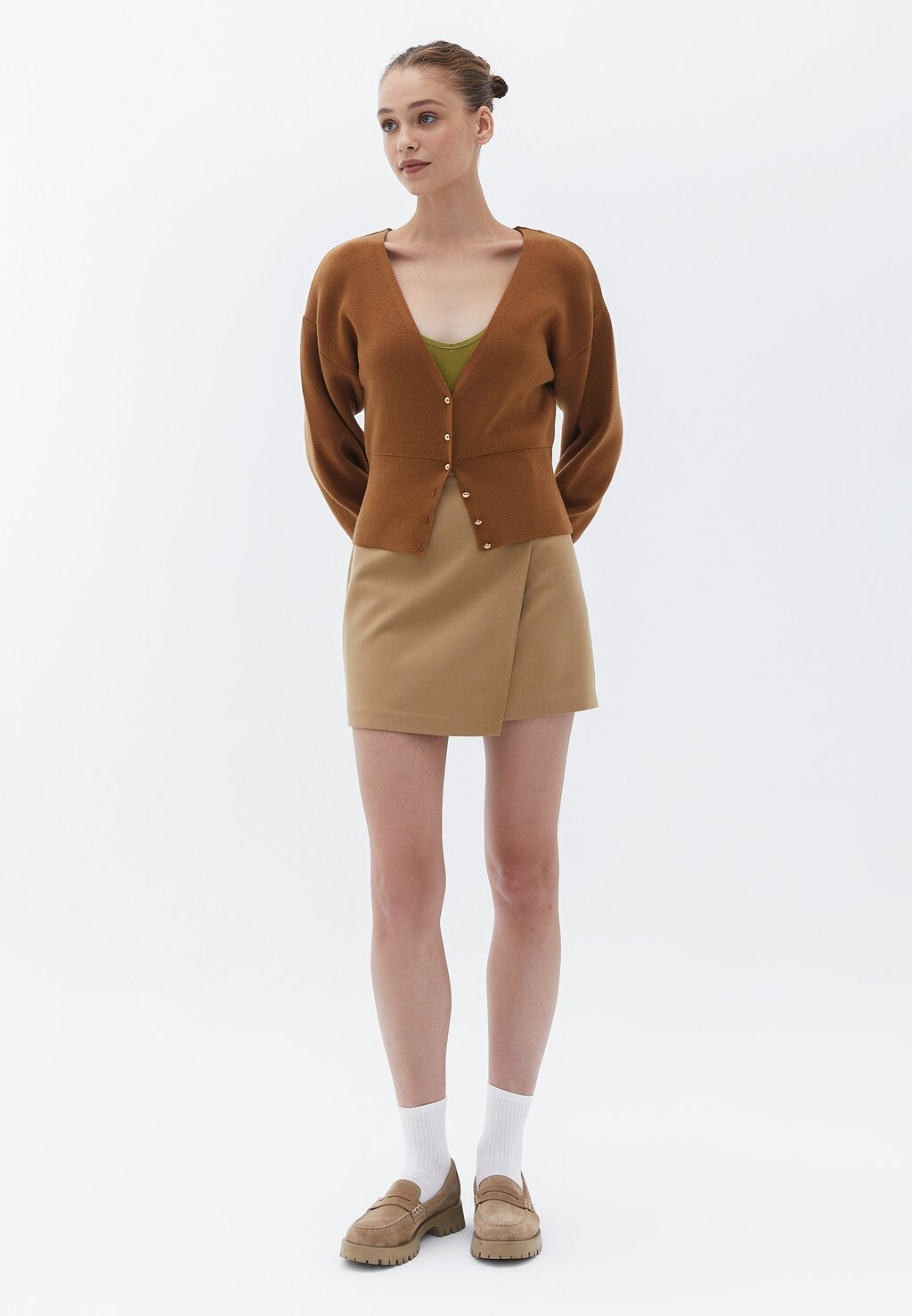 

Кардиган WITH PUFF SLEEVES OXXO, цвет Mottled Brown