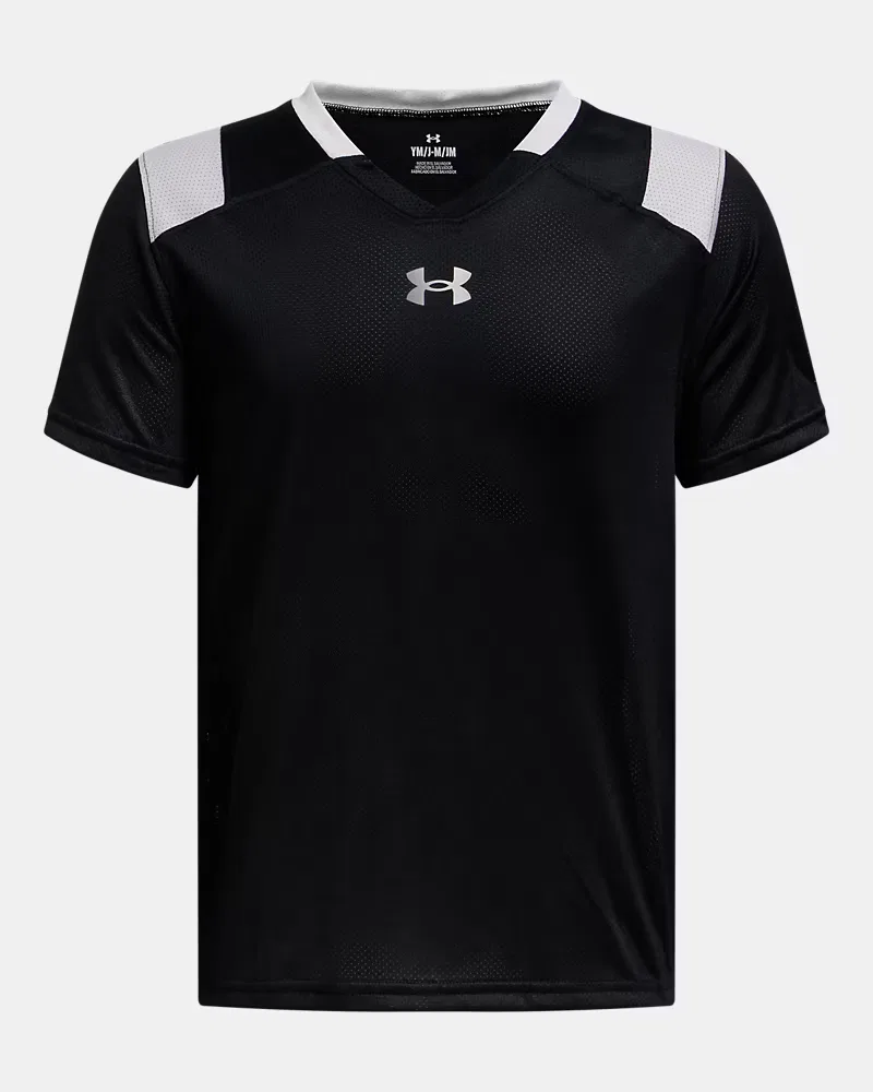 Детская спортивная футболка из дышащей сетки UA Big Win Flag UnderArmour, Black/White — фото 2
