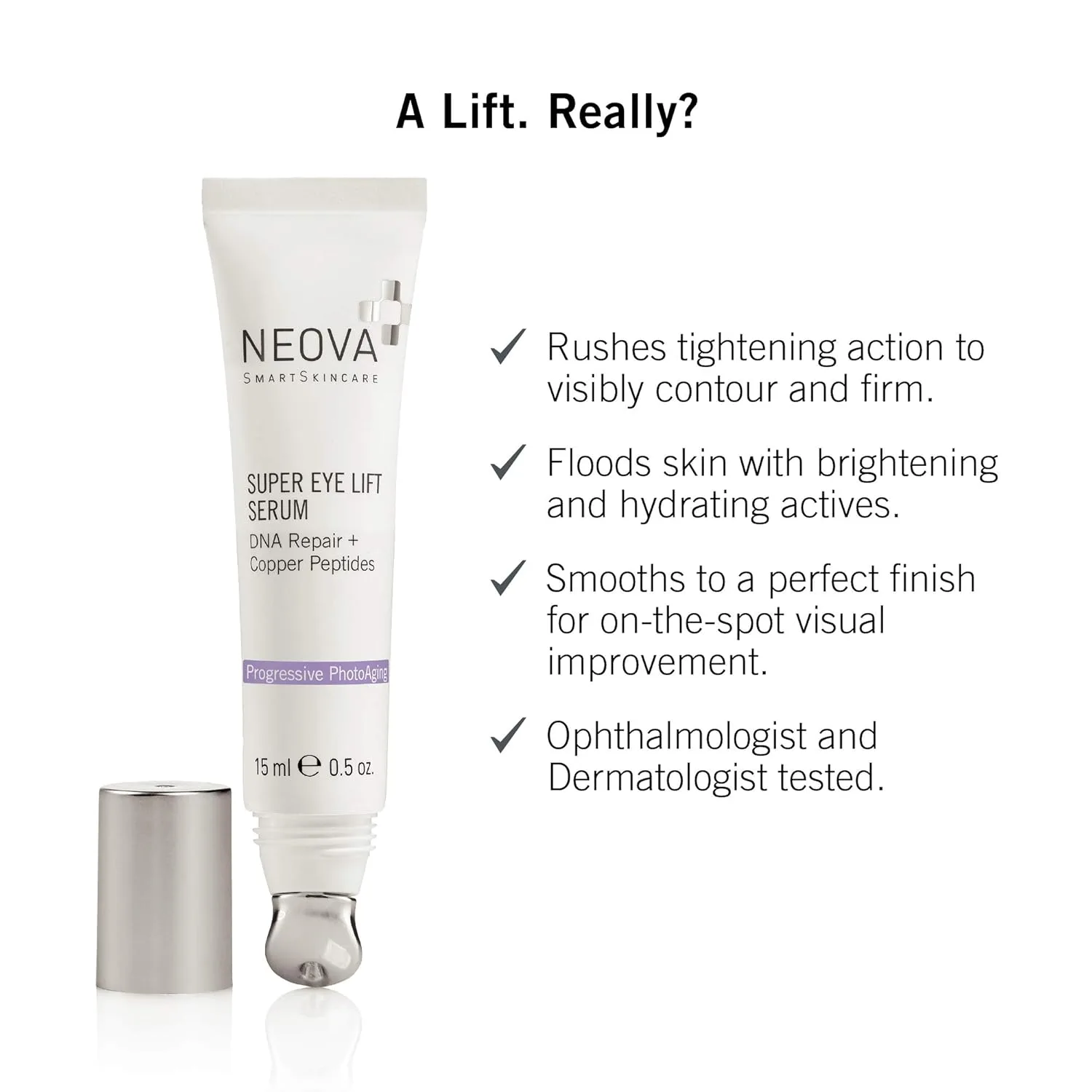 Сыворотка для лица NEOVA SmartSkincare Super Eye Lift Serum с осветляющими и увлажняющими активными компонентами обеспечивает идеальное покрытие и мгновенное визуальное улучшение состояния кожи., Green — фото 3