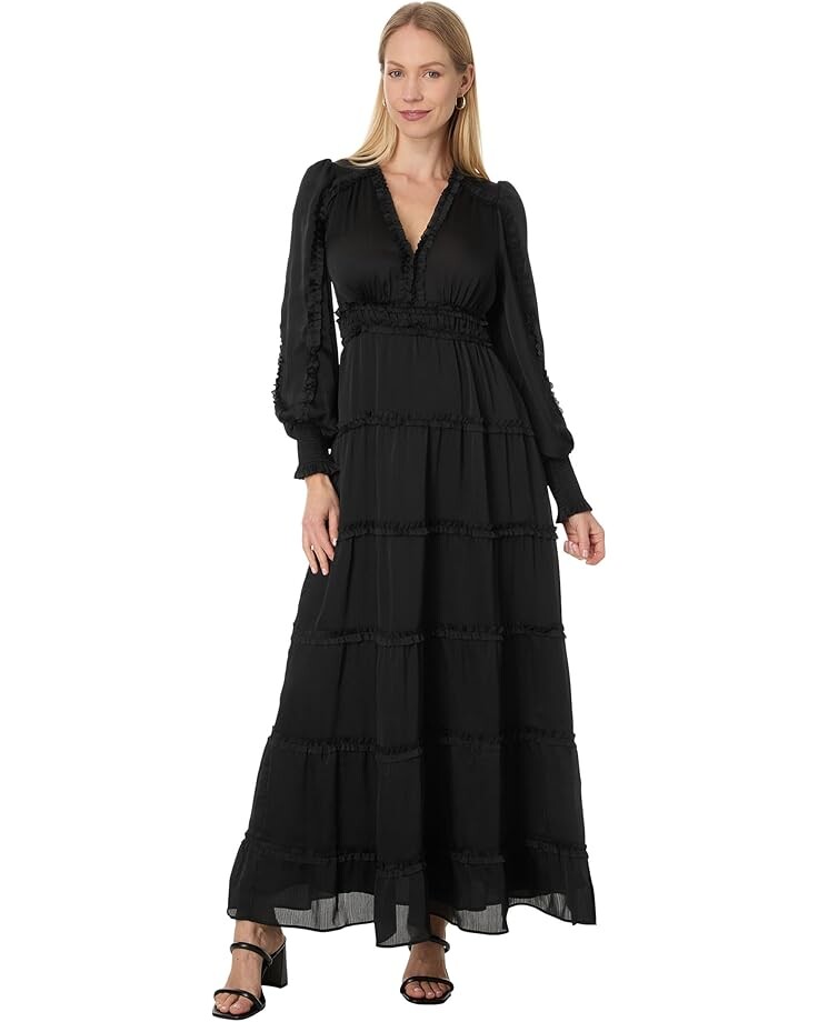 

Платье CeCe Plisse Ruffle Maxi Dress, цвет Rich Black