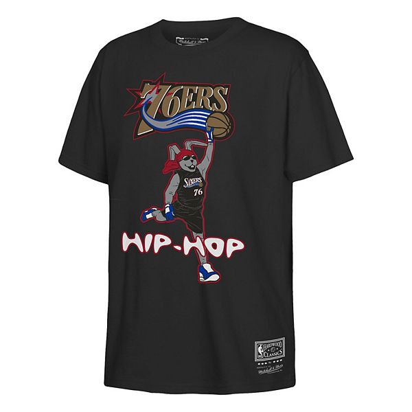 Футболка Youth Philadelphia 76ers в стиле хип-хоп черная Mitchell & Ness — фото 3