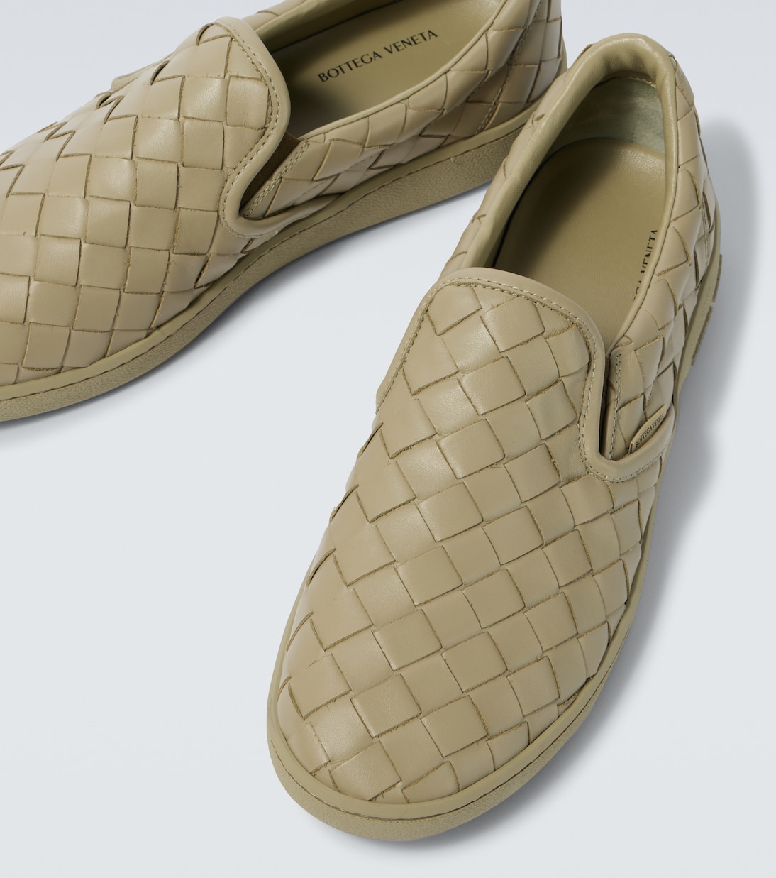 Кроссовки Sawyer из кожи Intrecciato Bottega Veneta, Travertine — фото 3