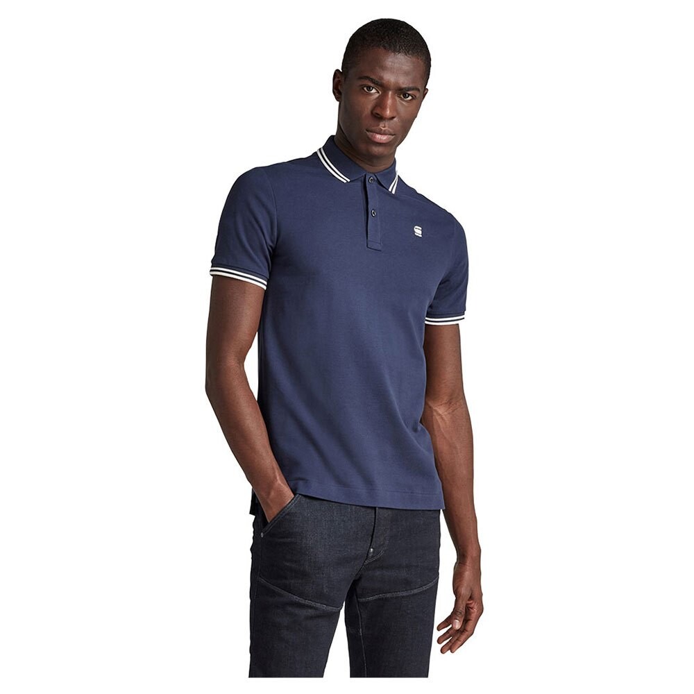 

Поло с коротким рукавом G-Star Dunda Slim Stripe, синий