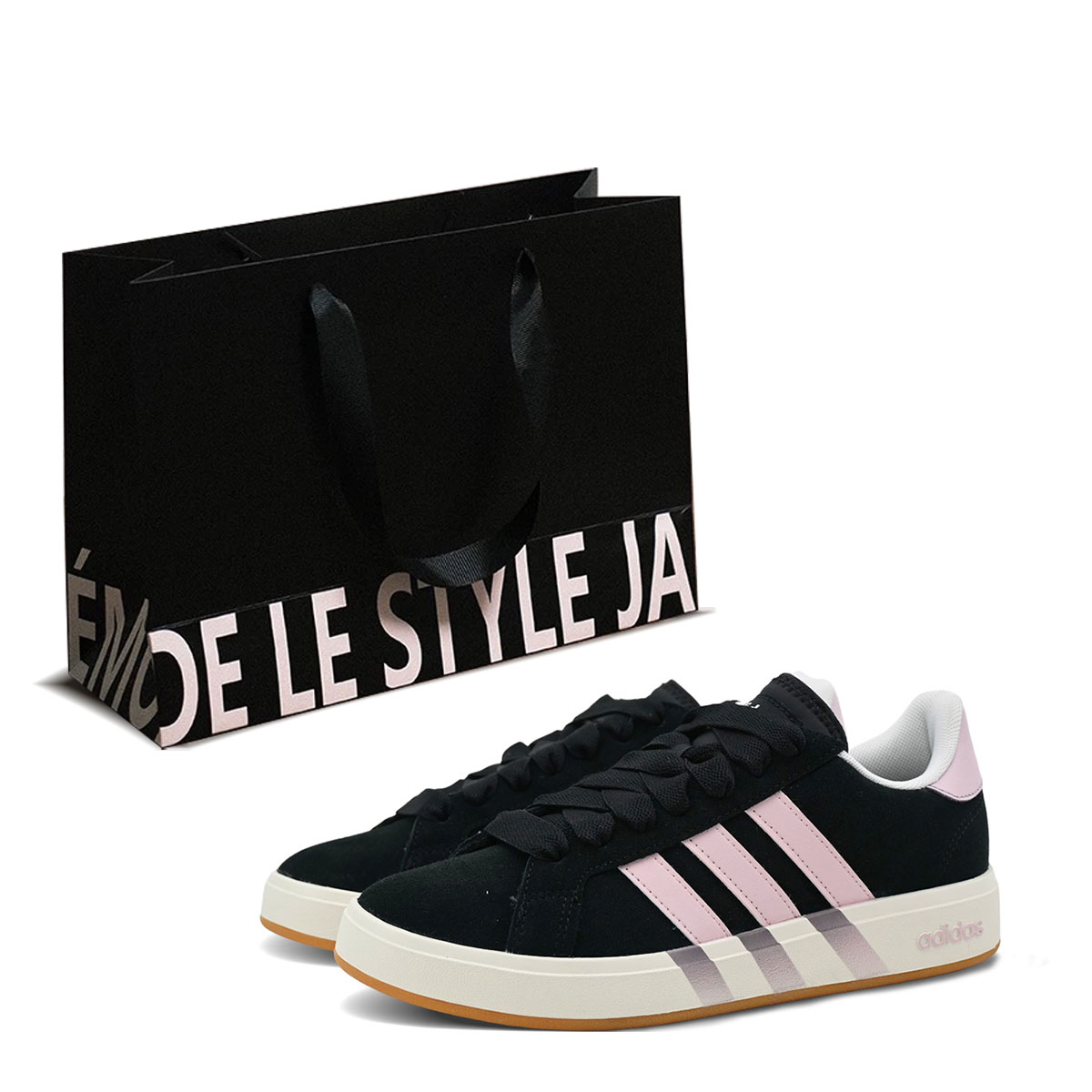 

Grand Court Base 00s Black Pink Rhythm Shopping Bag устойчивые к истиранию низкие скейтерские кроссовки Unisex Adidas, черный/розовый