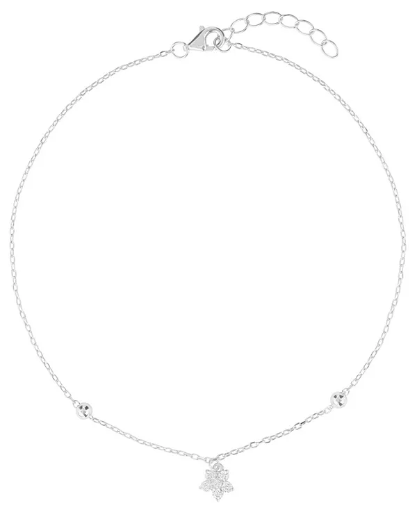 

Браслет на лодыжку с бусинами в форме цветка из кубического циркония (0,14 карата) из 14-каратного золота на стерлинговом серебре (также из стерлингового серебра) Macy'S, silver