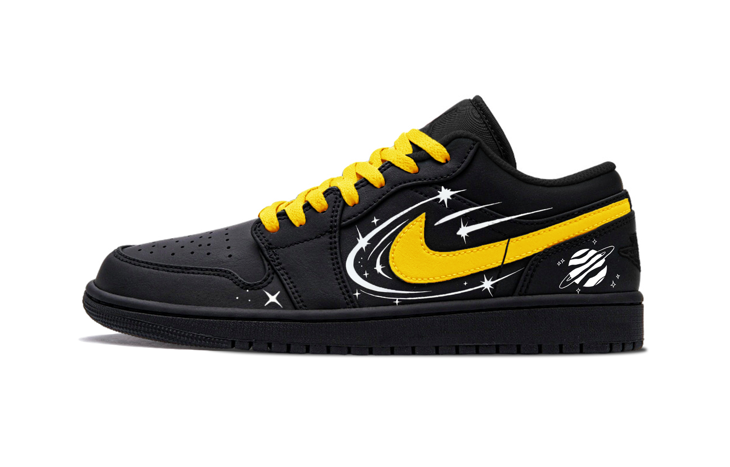 

Кроссовки баскетбольные низкие Vintage Unisex Air 1 Shooting Stars Universe Abrasion Resistant Jordan, черный