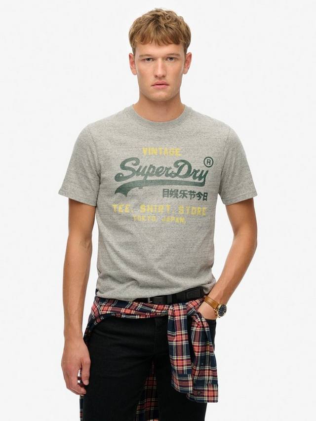 

Хлопчатобумажная футболка с винтажным логотипом marl Superdry, цвет Flint Grey Grit
