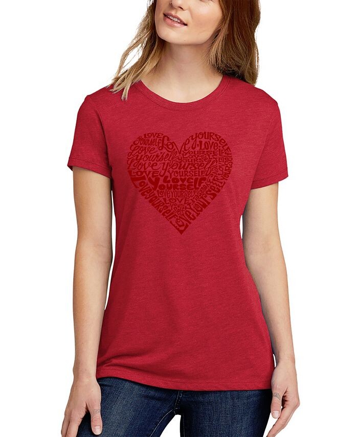

Женская футболка Love Yourself Premium Blend Word Art с короткими рукавами LA Pop Art, красный