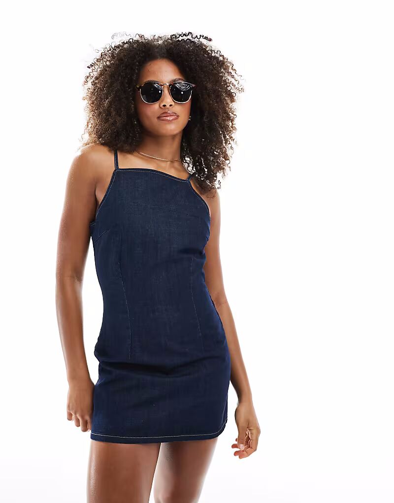 

ASOS DESIGN джинсовое мини-платье с завязками на талии цвета индиго