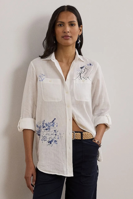 

Льняная рубашка Lauren Ralph Lauren, белый