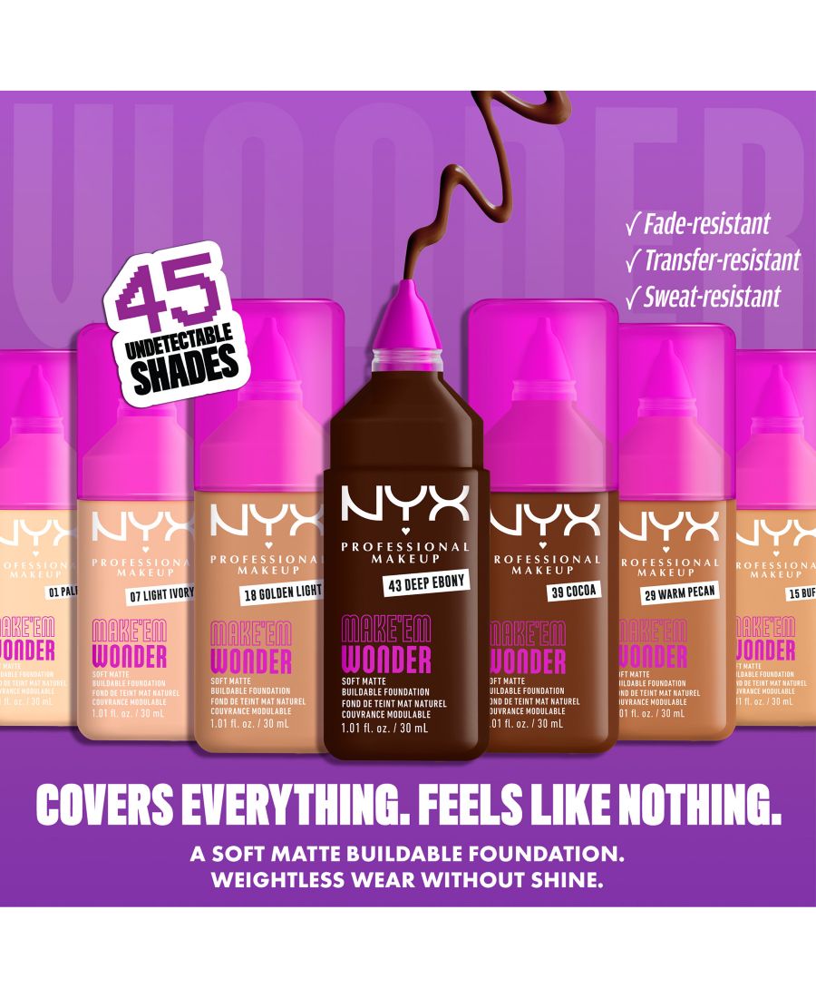 Тональный крем Wonder Foundation, 0,84 унции NYX Professional Makeup, цвет walnut — фото 3