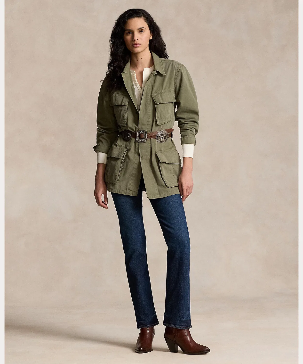 Куртка хлопковая из канваса Polo Ralph Lauren, свободный крой, зелёная — фото 3