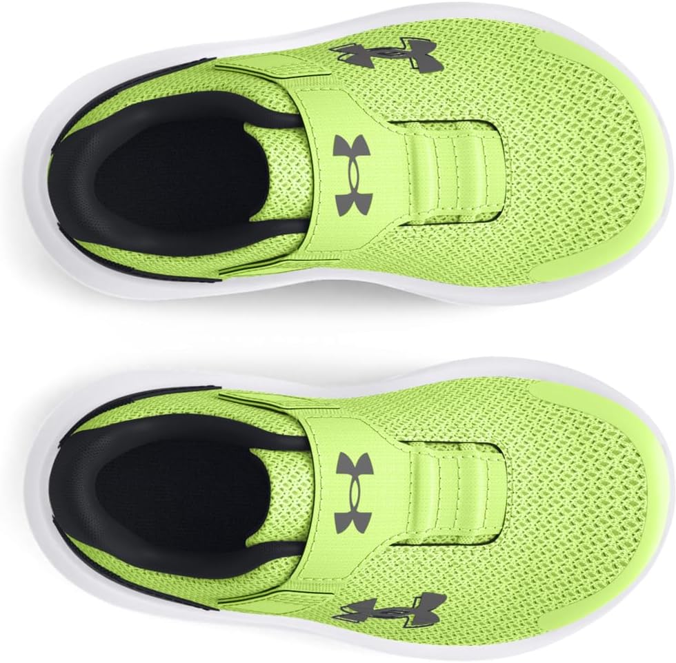 Детские кроссовки Under Armour Baby Girls' Surge 4 с альтернативной застежкой, (300) Morph Green/Black/Castlerock — фото 4