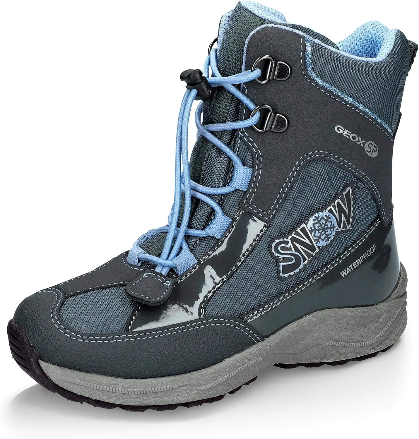 Детские ботинки для девочек водонепроницаемые New Alaska 2 Geox, Dark Grey/Sky