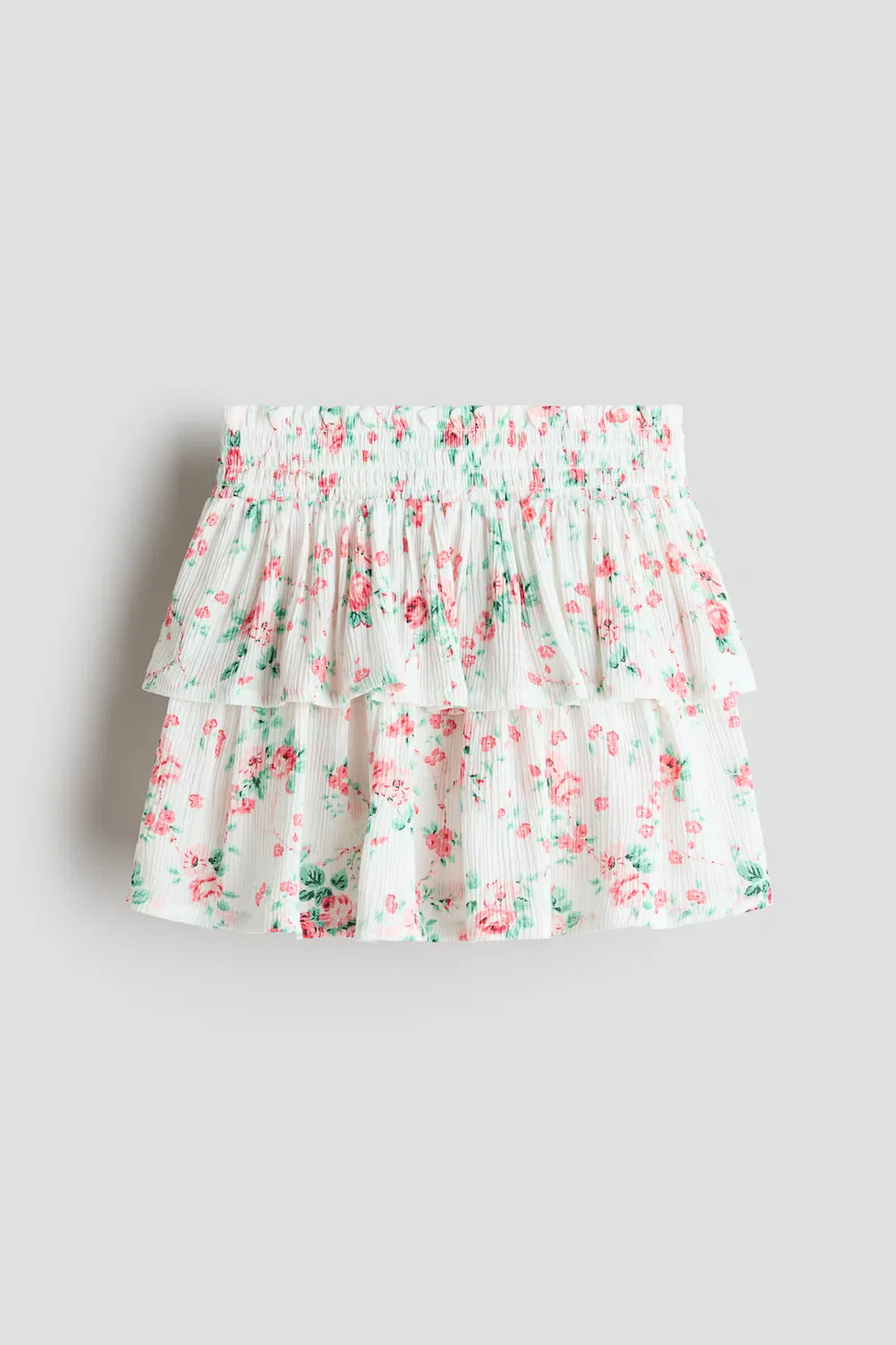 Многоярусная юбка из вискозы Laura Ashley H&M, Weiß/Geblümt