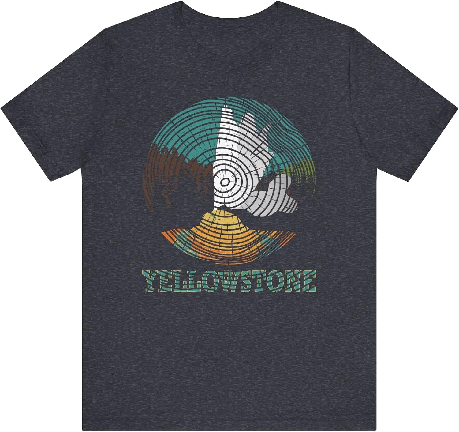 Футболка с гейзером Yellowstone Bella Canvas 3001, Heather Navy