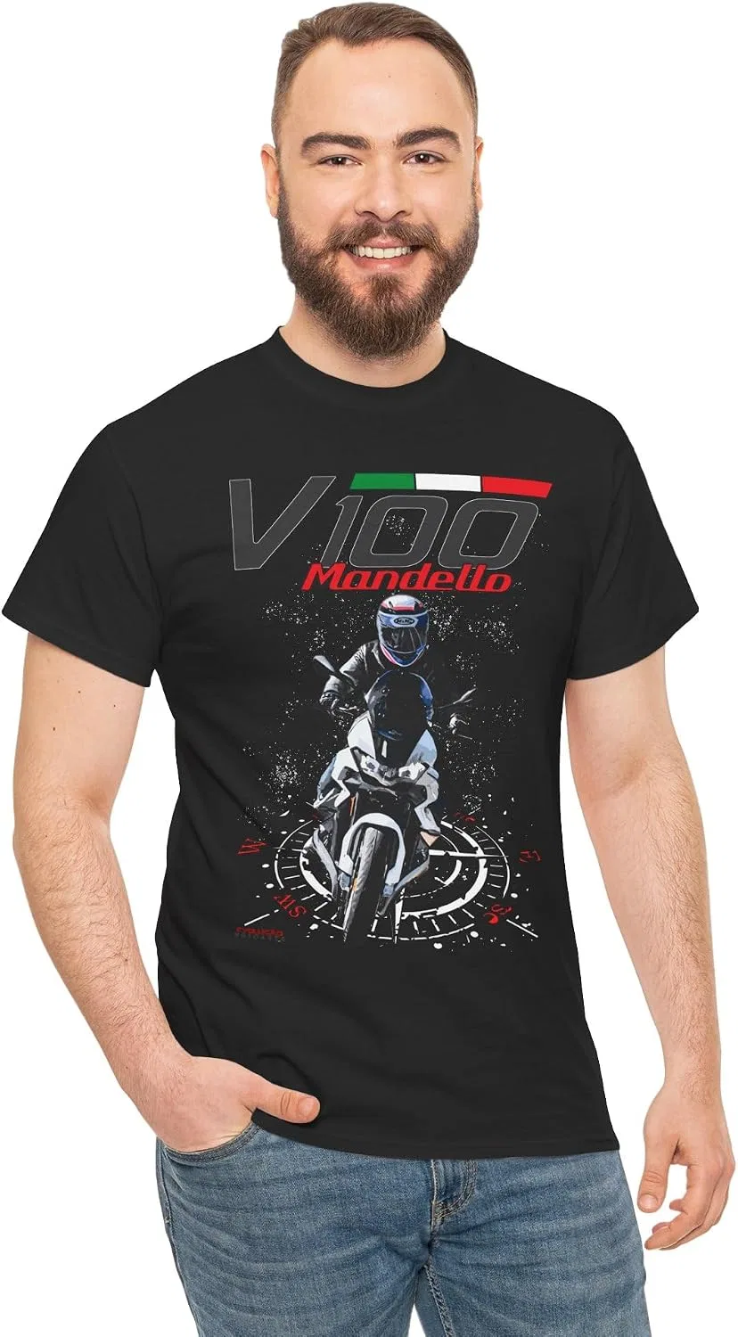 Женская футболка с графическим дизайном V100 Mandello, Black — фото 2