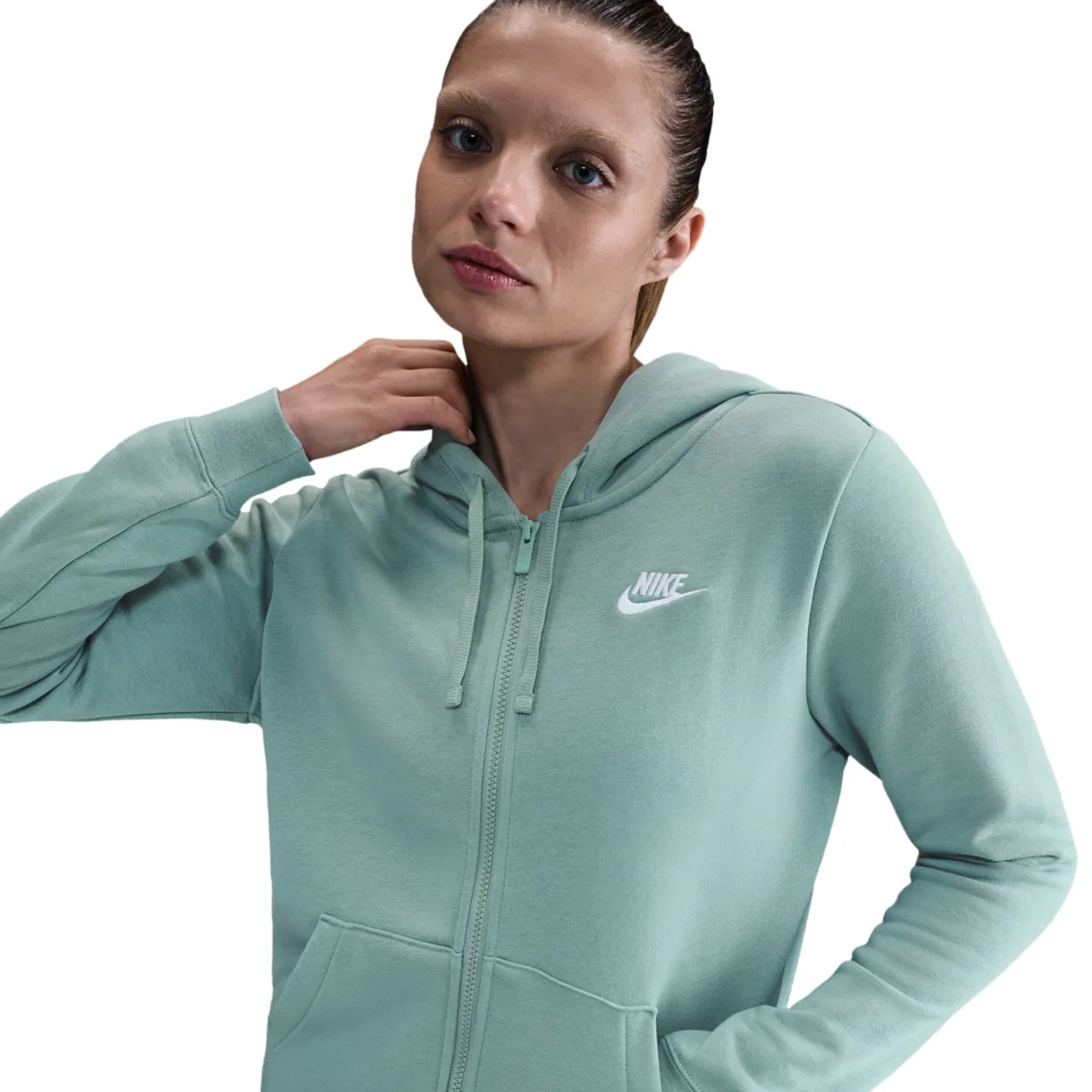 Женское худи на молнии Club Fleece Nike, цвет Cannon/White
