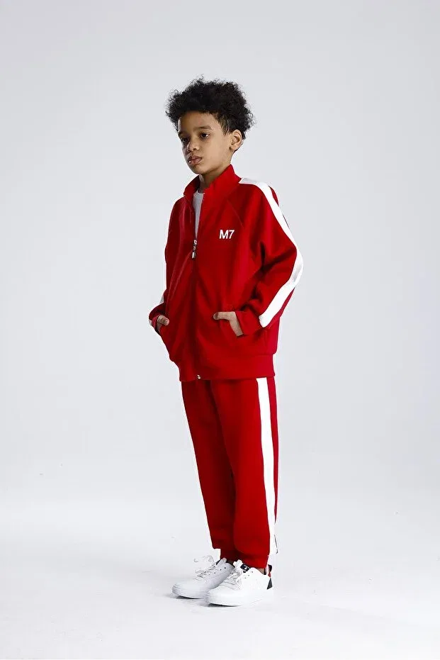 Детский спортивный костюм для девочек с принтом Scuba Zippered Set Miababy, Red — фото 2