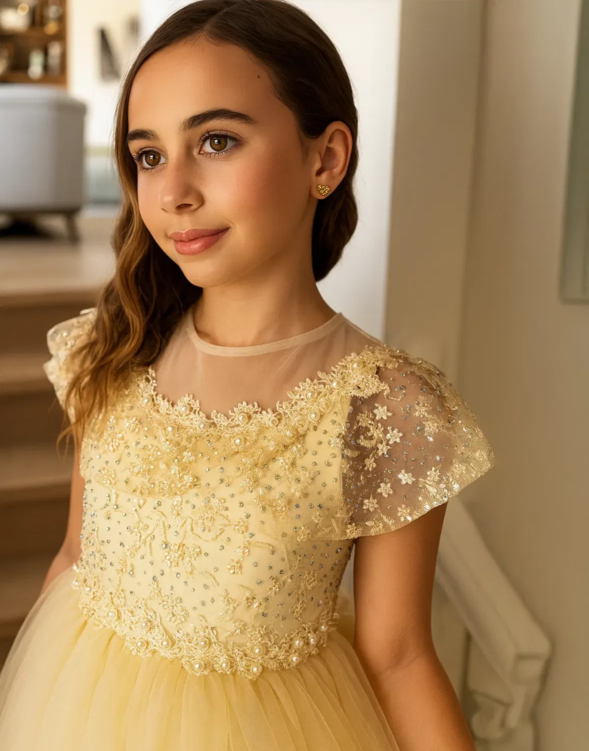 Детское платье для девочек с принтом Grace Lilly + Bo, Gold