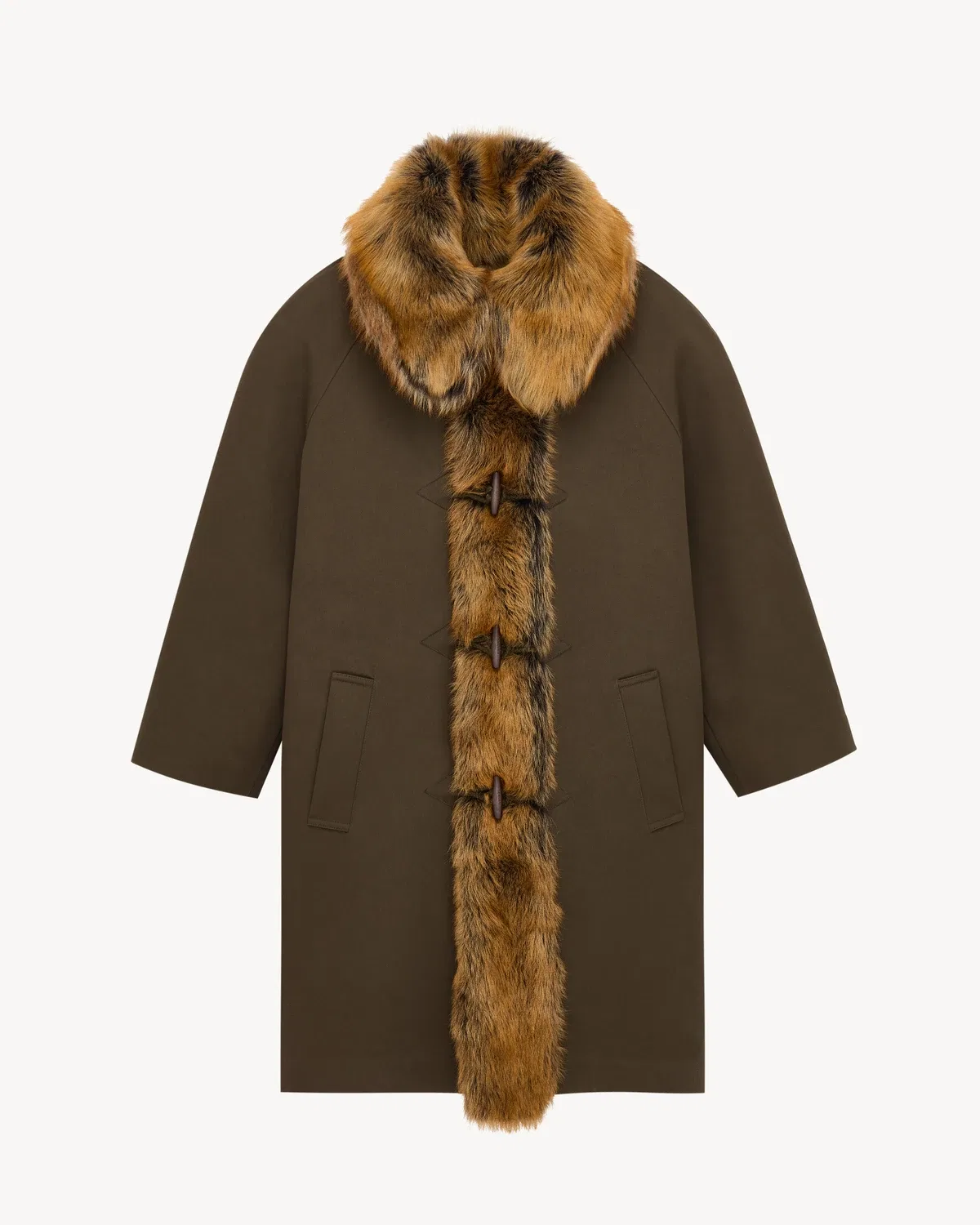 Пальто из канваса и овчины SAINT LAURENT, зеленый