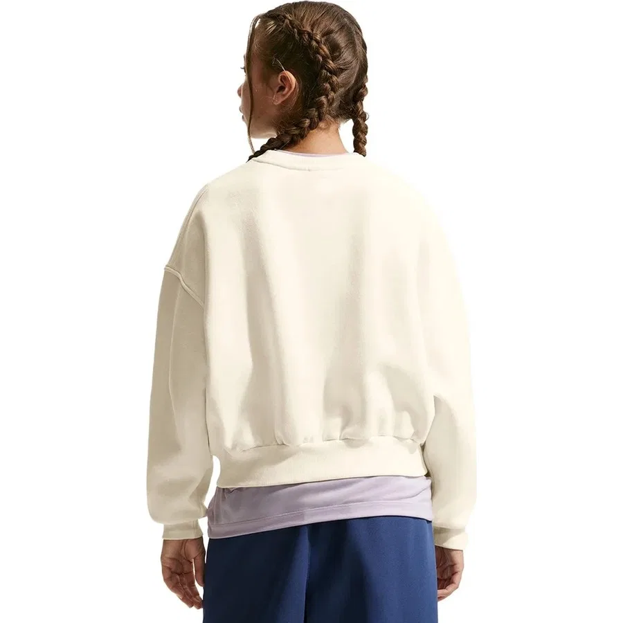 Детский свитшот из футера с принтом Club Fleece Boxy Crew Gfx Nike, Кремовый — фото 2