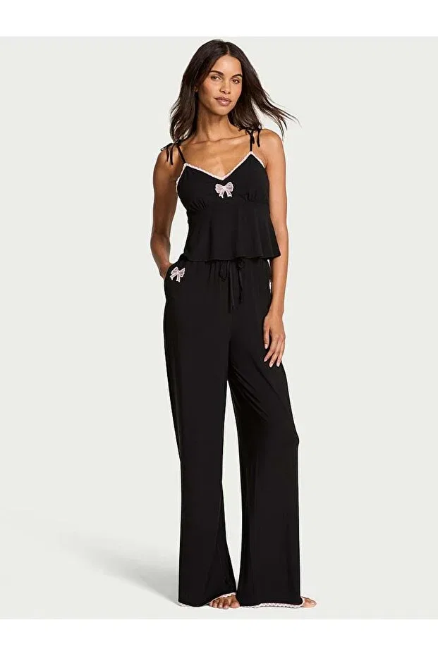 Женский пижамный комплект с широкими брюками Modal athlete Victoria'S Secret, Black