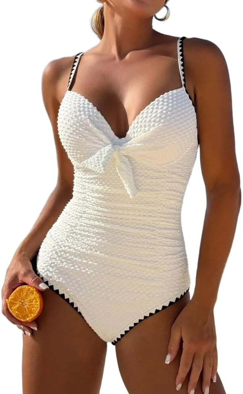 Женский цельный купальник с открытой спиной Generic, White