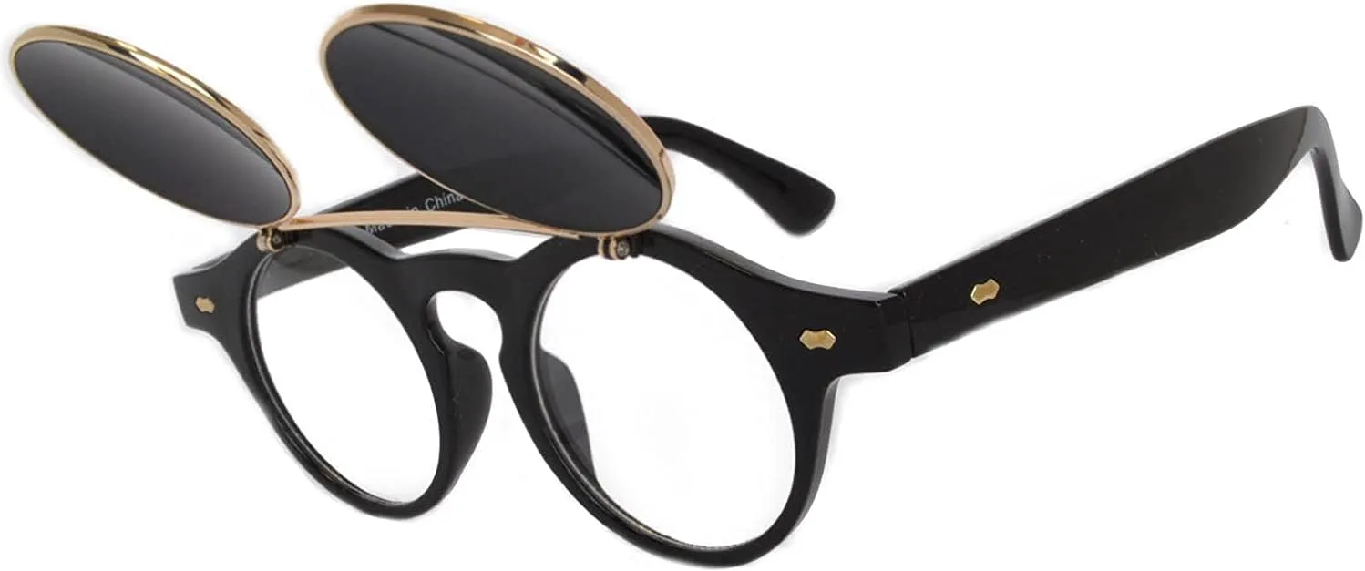 

Солнцезащитные очки OWL в стиле стимпанк, ретро, ​​готика, винтаж, хиппи, с круглой оправой из цветного металла и цветными линзами, Flipup C10 Gold Yellow Mirror