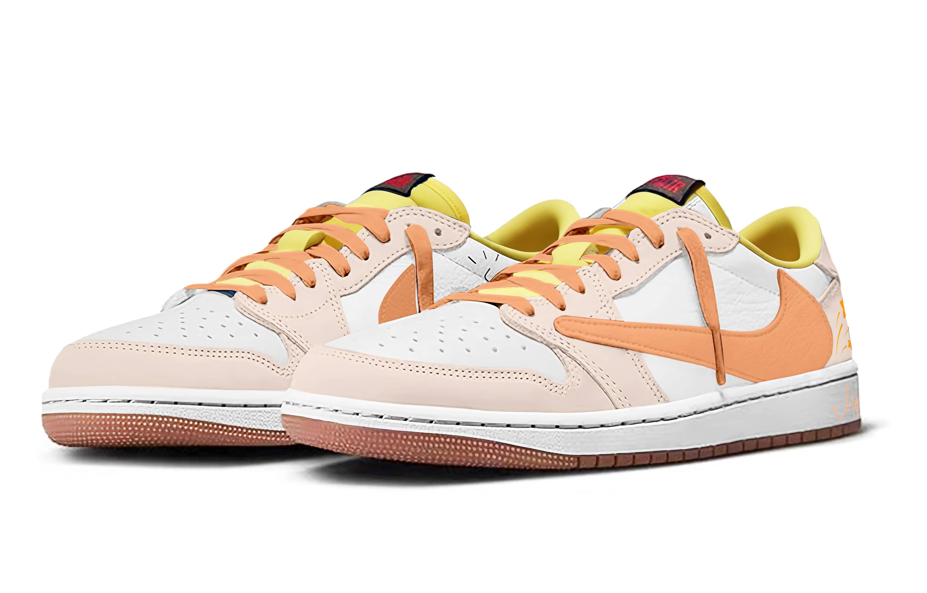 Travis Scott x Air 1 Orange Mango Travis Scott X AJ1 Low 7.0 кроссовки баскетбольные низкие винтажные Jordan, оранжевый белый — фото 4